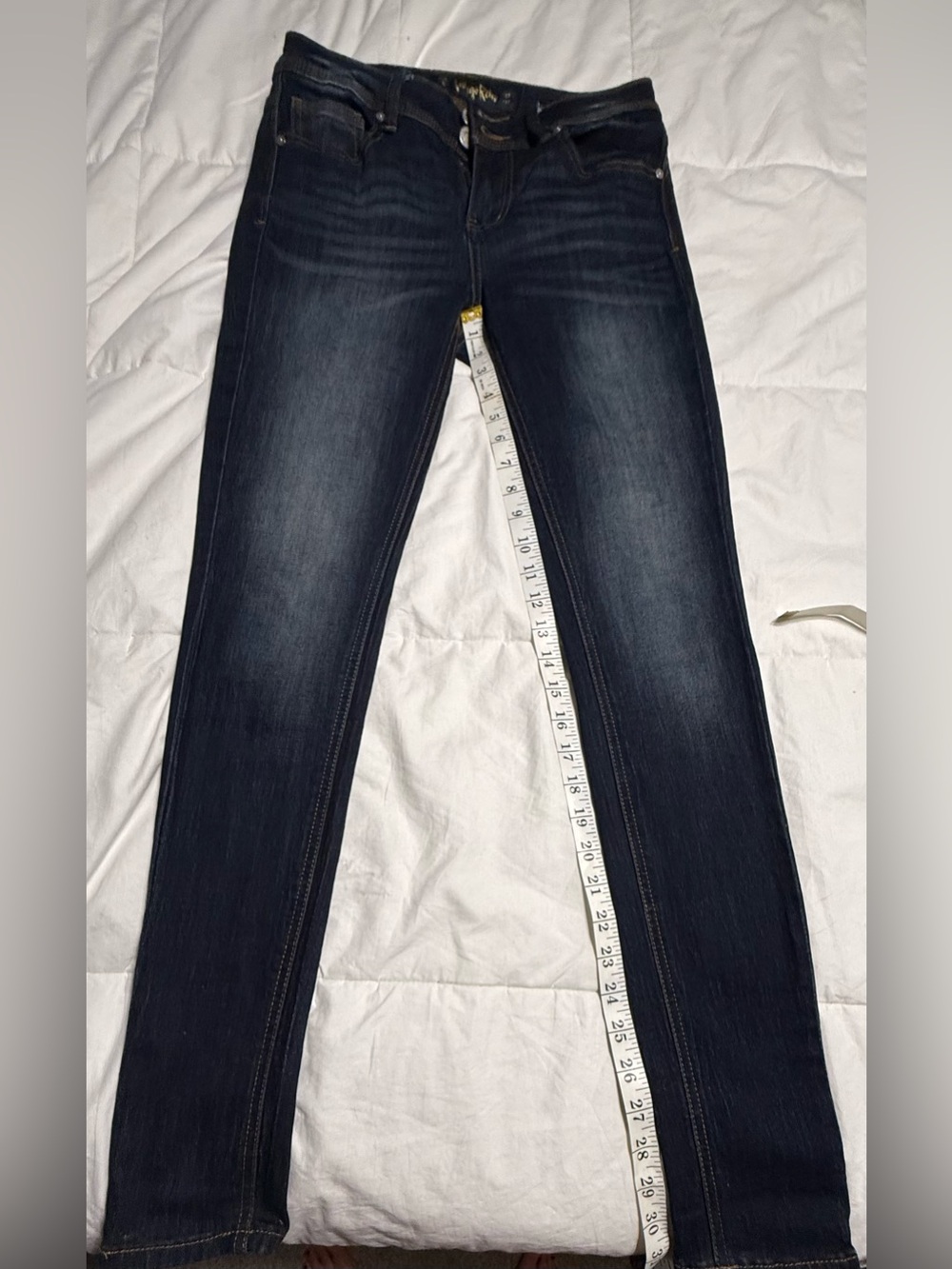 Indigo Rein Women's Skinny Jeans - Navy Blue Fade